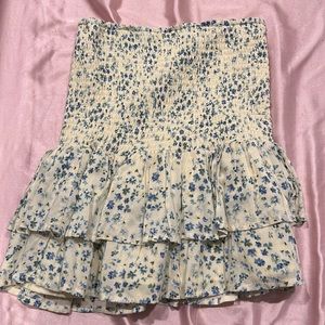yellow floral smocked skirt
